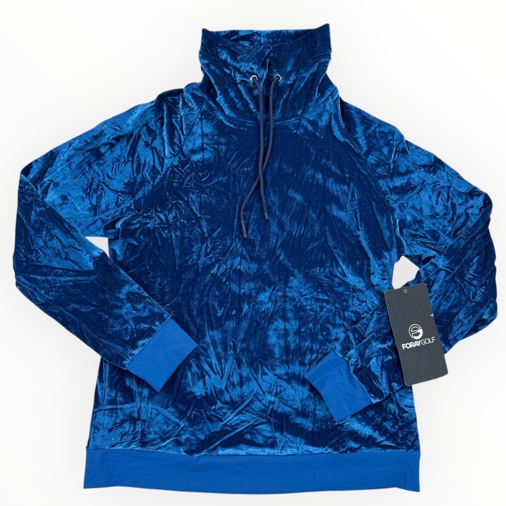 Foray Sweatshirt Womens XL Blue Golf‎ Velour Velvet Funnel Neck Activewear